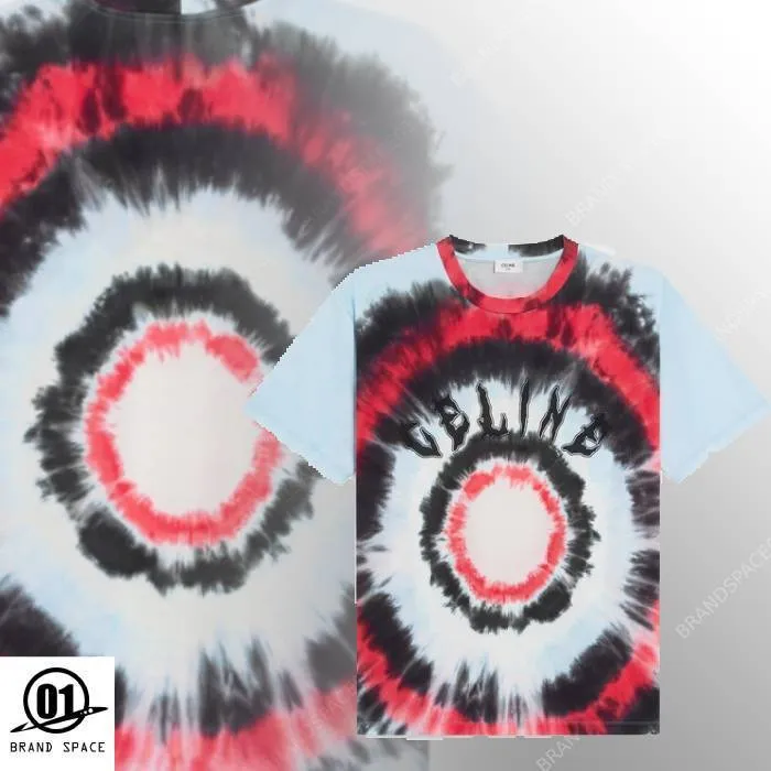 CELINE  |Crew Neck Pullovers Unisex Street Style Tie-dye Cotton