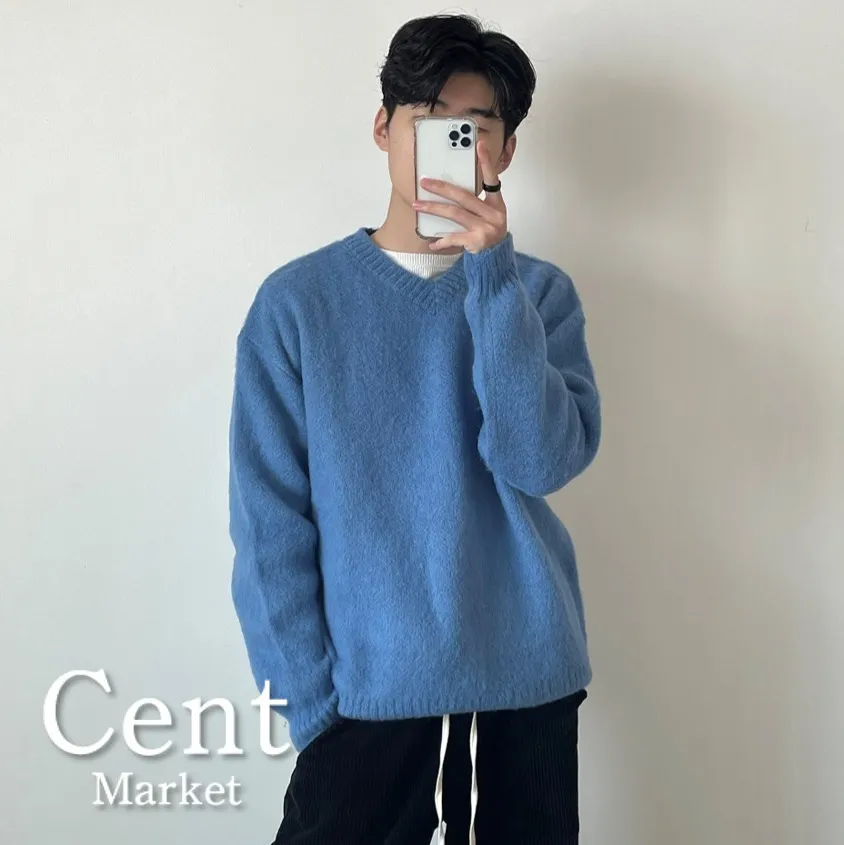 Cent  |Pullovers Wool Street Style V-Neck Long Sleeves Plain