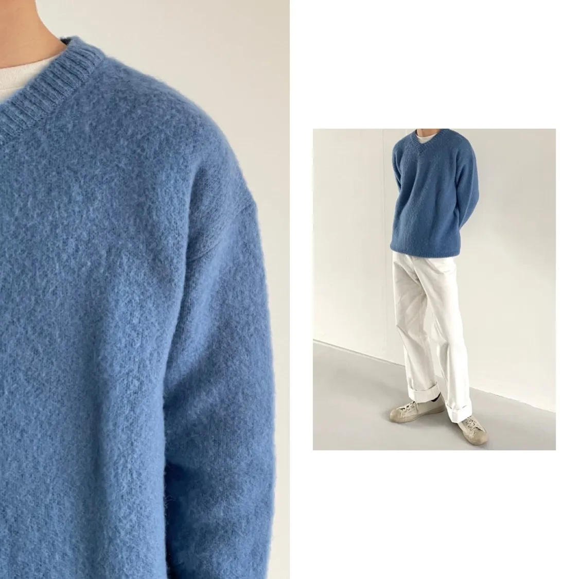 Cent  |Pullovers Wool Street Style V-Neck Long Sleeves Plain