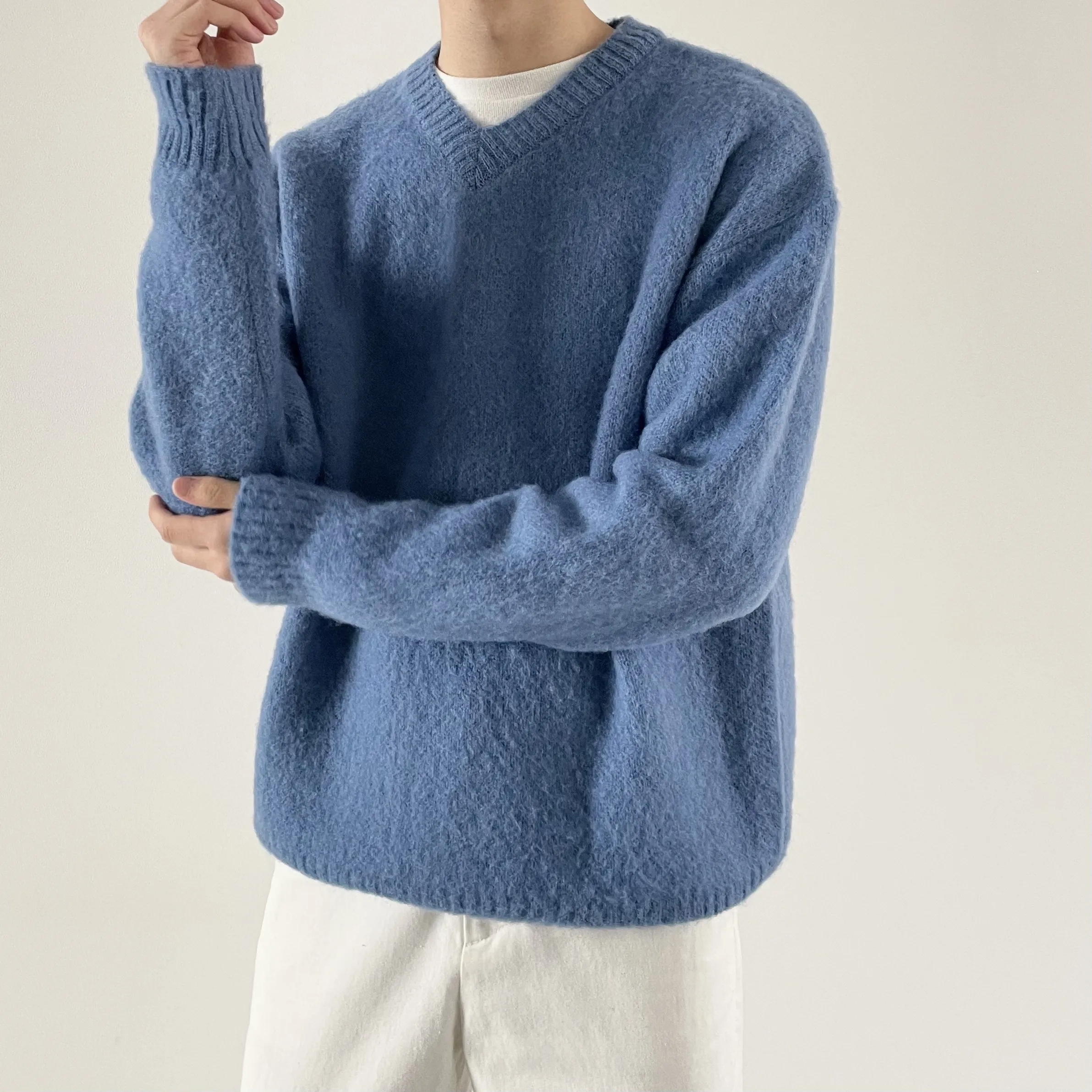 Cent  |Pullovers Wool Street Style V-Neck Long Sleeves Plain