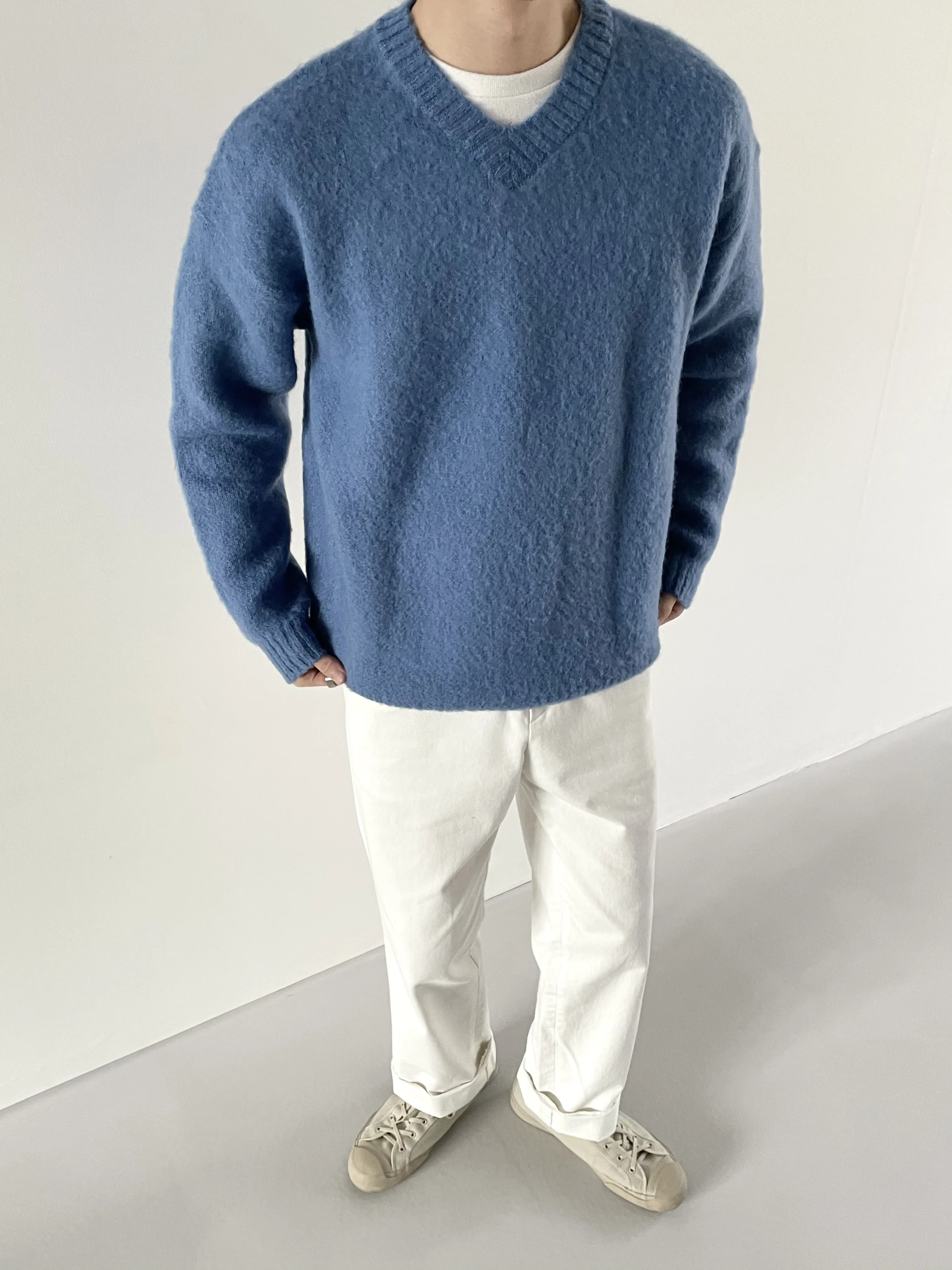 Cent  |Pullovers Wool Street Style V-Neck Long Sleeves Plain