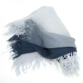 Chan Luu Scarf Soft Cashmere Silk Wrap Dip Dye Tiny Sequin Blue Nights Gray Dawn