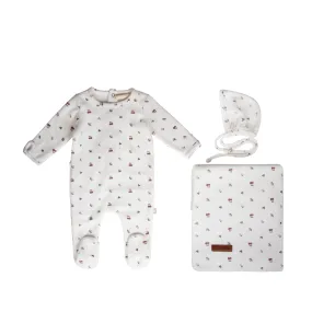 CHERRY PRINT VELOUR SET-Blush Cherry