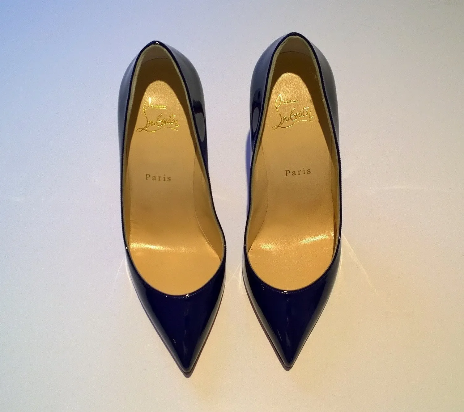 Christian Louboutin Pigalle Follies Dark Blue Patent Heels new in box shoes nomade