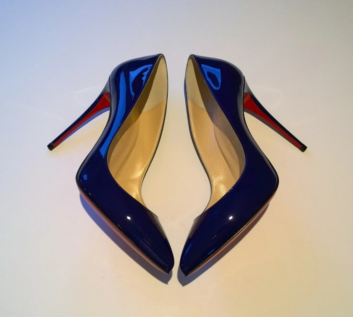 Christian Louboutin Pigalle Follies Dark Blue Patent Heels new in box shoes nomade