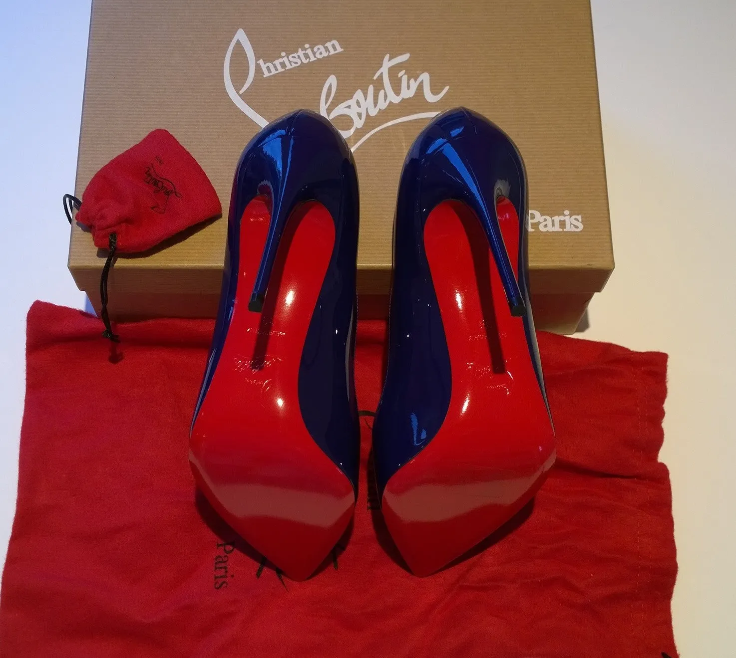 Christian Louboutin Pigalle Follies Dark Blue Patent Heels new in box shoes nomade