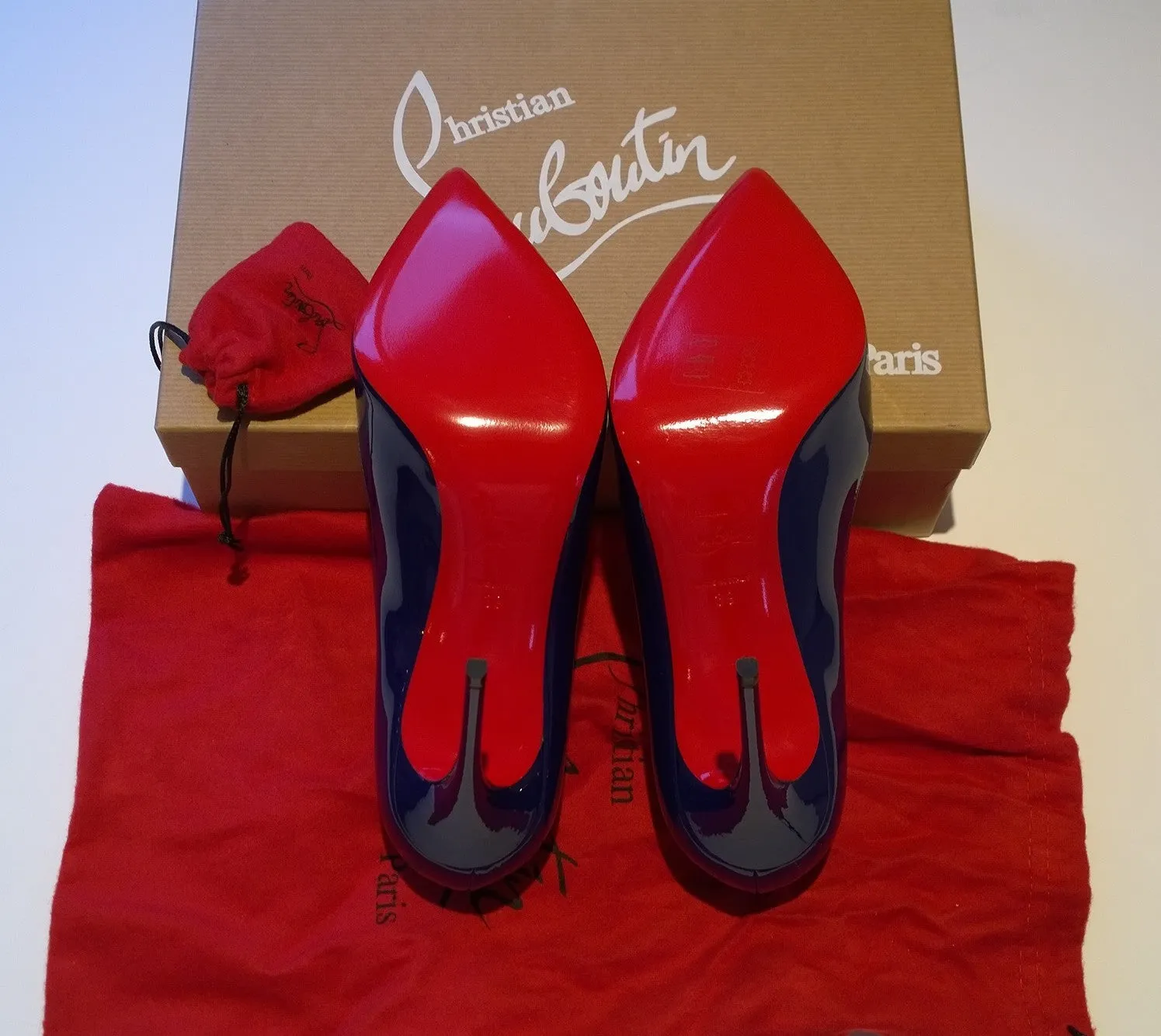 Christian Louboutin Pigalle Follies Dark Blue Patent Heels new in box shoes nomade