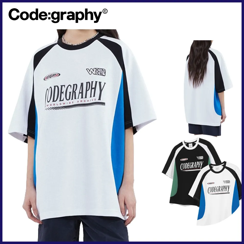 Code graphy  |Crew Neck Pullovers Unisex Cotton Short Sleeves With Jewels