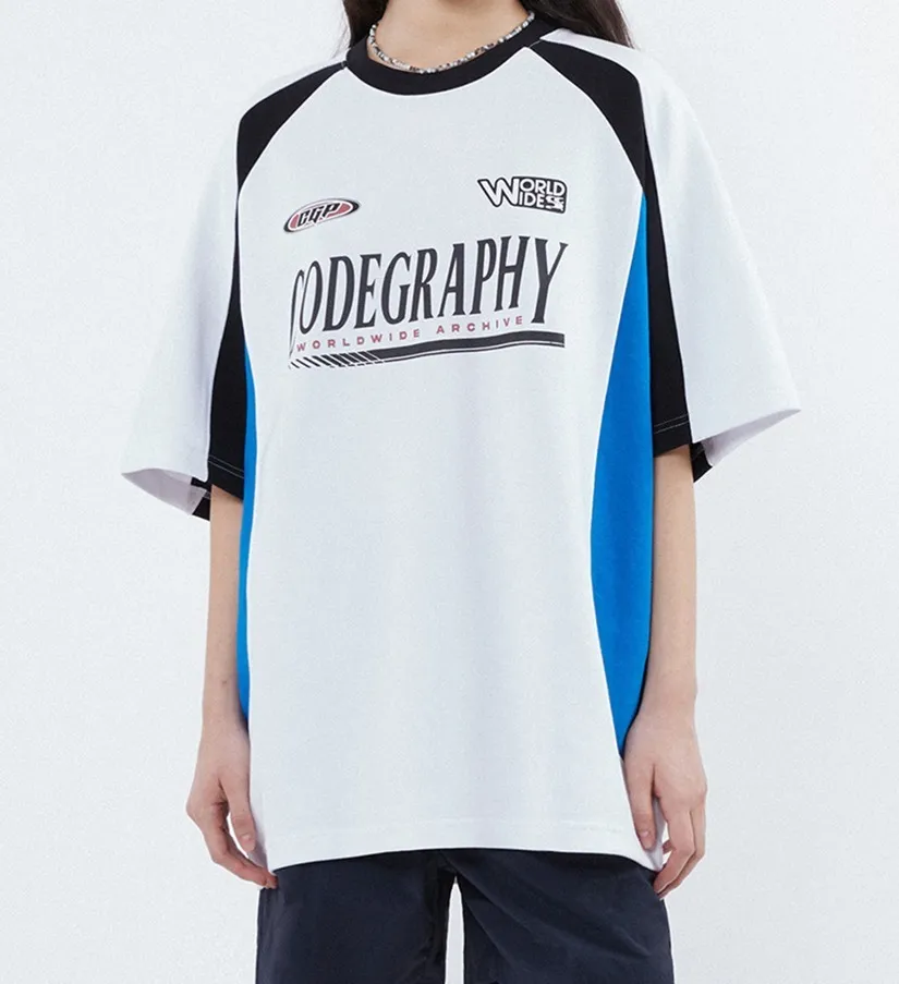 Code graphy  |Crew Neck Pullovers Unisex Cotton Short Sleeves With Jewels