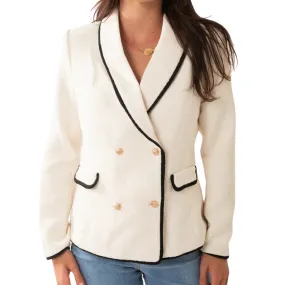 CONTRAST BINDING BLAZER BLACK/WHITE