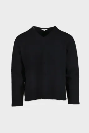 Cropped V Neck Sweater - Black