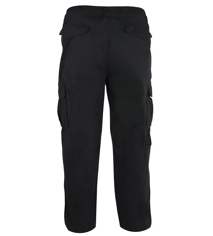 D555 Big Mens Peached And Washed Cotton Cargo Trousers (ROBERT)