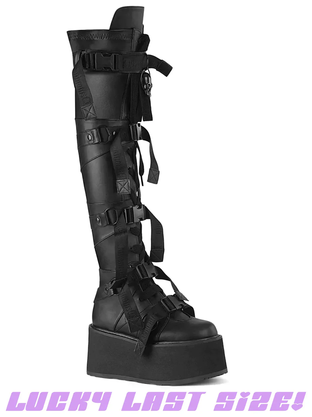 DAMNED 325 - BLACK STRETCH VEGAN LEATHER - SIZE 7