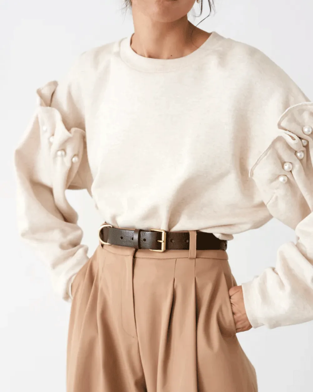 Dani Cropped Jumper in Oatmeal