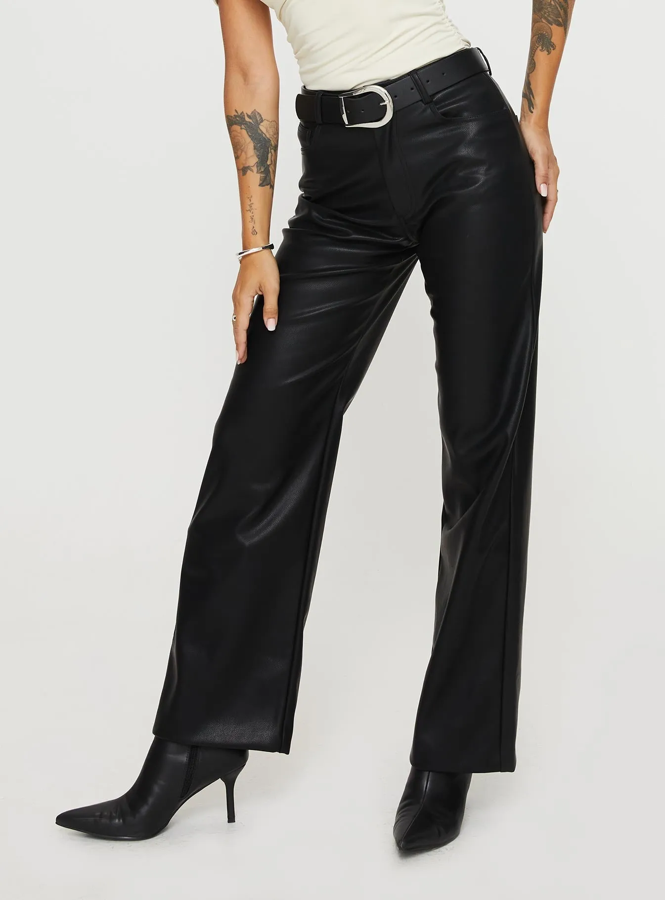 Dempsey Faux Leather Pants Black