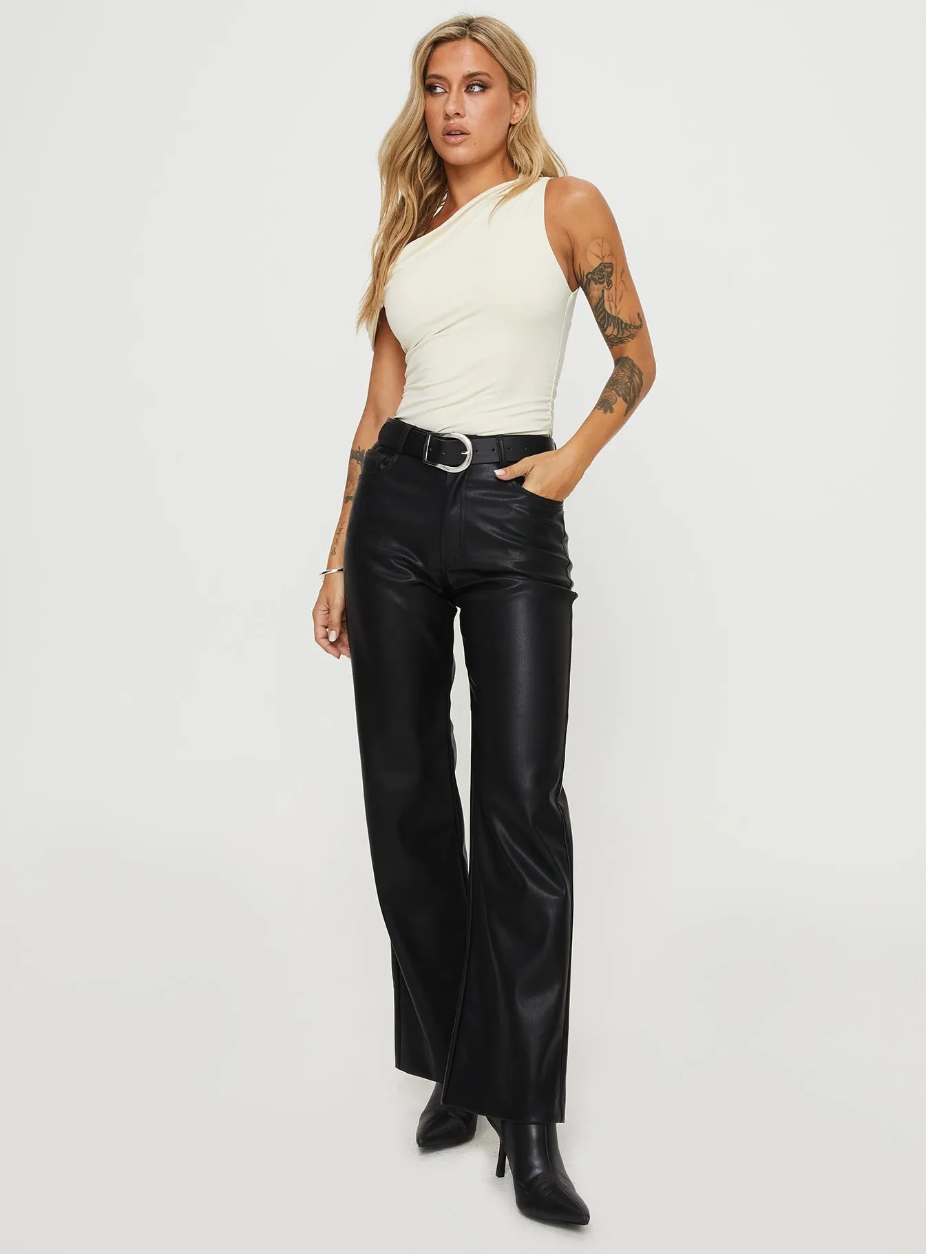 Dempsey Faux Leather Pants Black