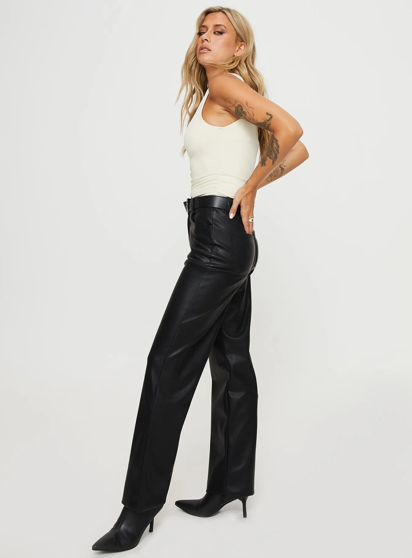 Dempsey Faux Leather Pants Black