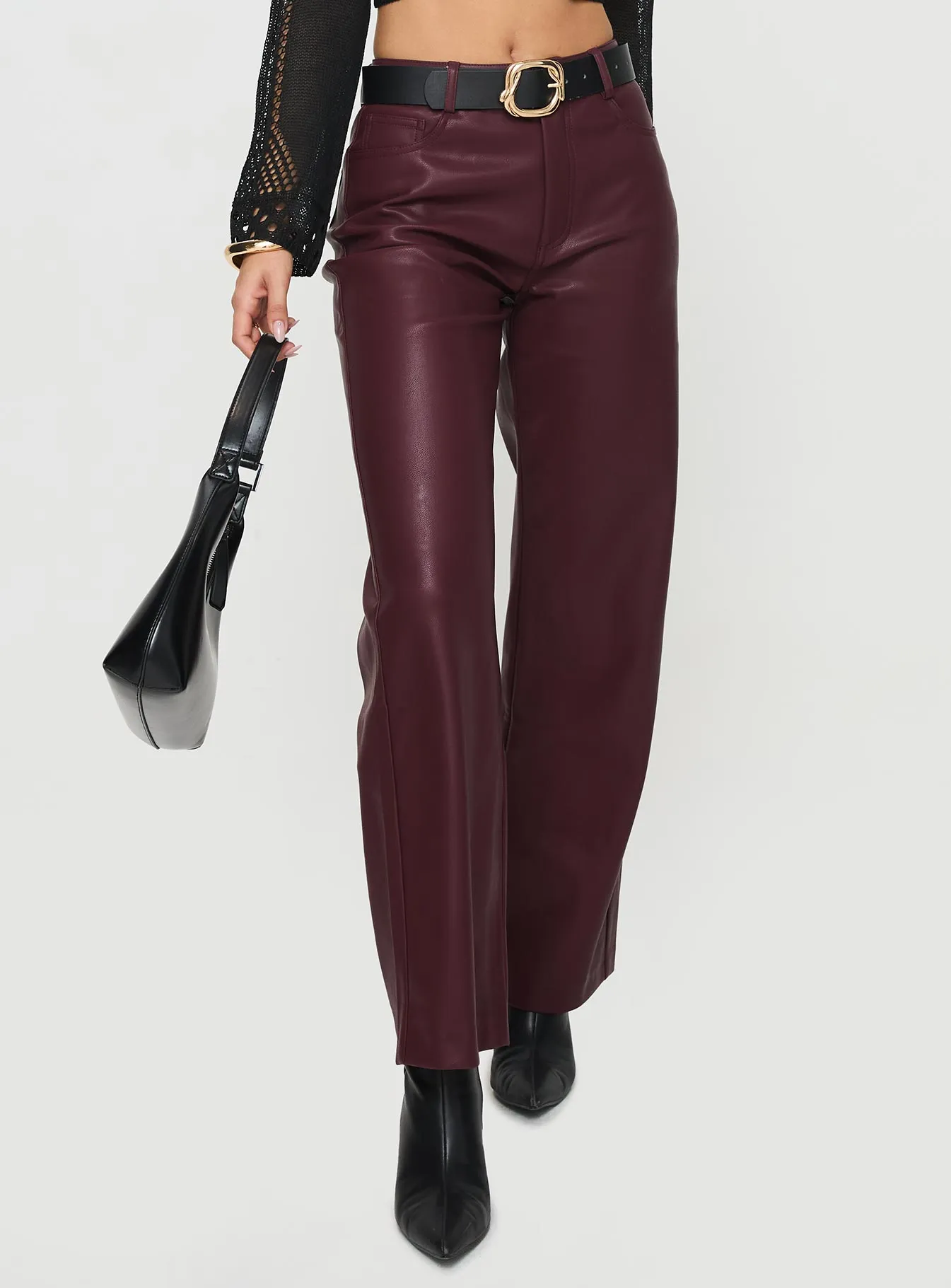 Dempsey Faux Leather Pants Deep Cherry