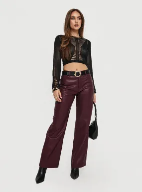 Dempsey Faux Leather Pants Deep Cherry