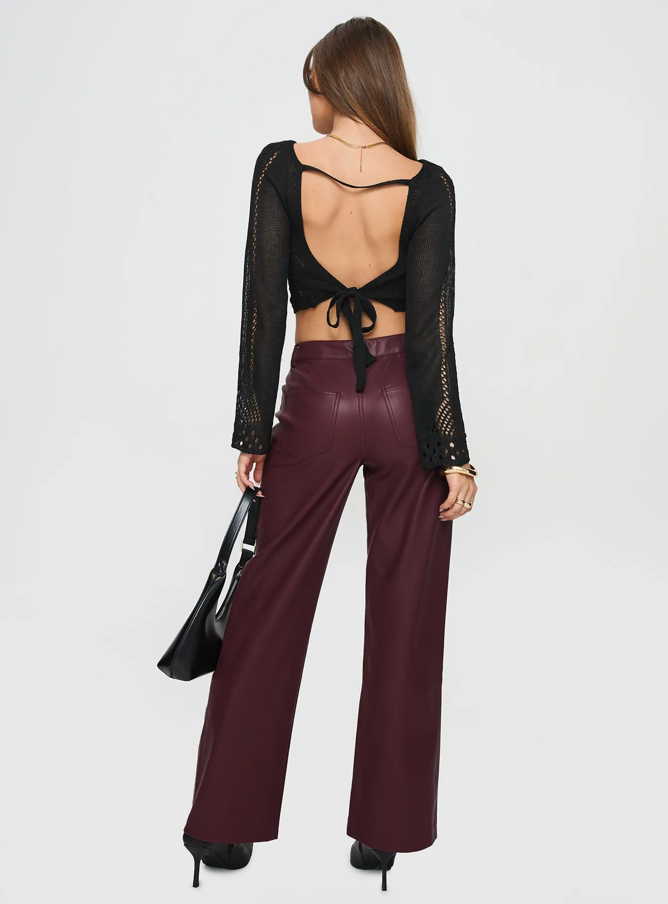 Dempsey Faux Leather Pants Deep Cherry