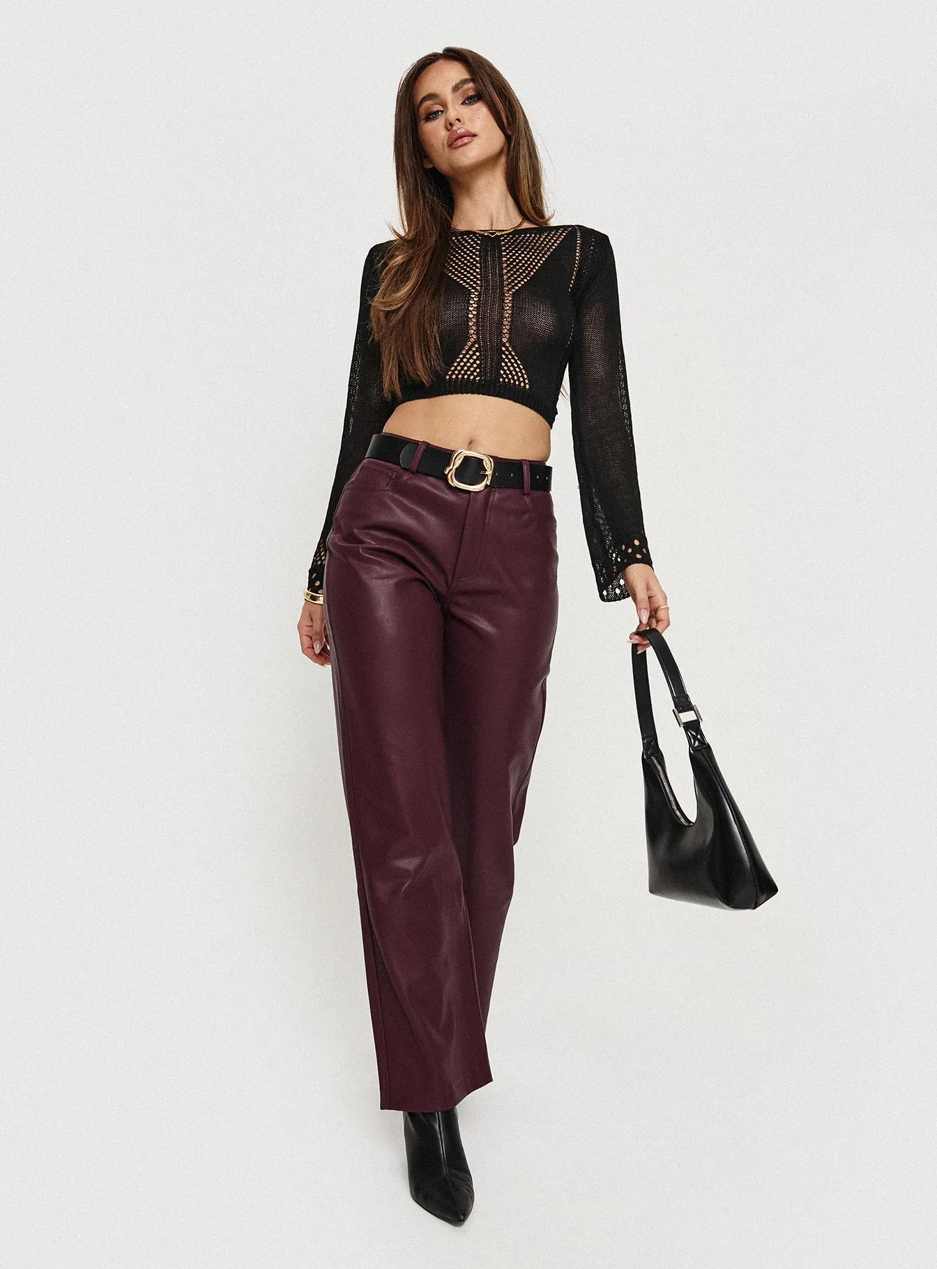 Dempsey Faux Leather Pants Deep Cherry