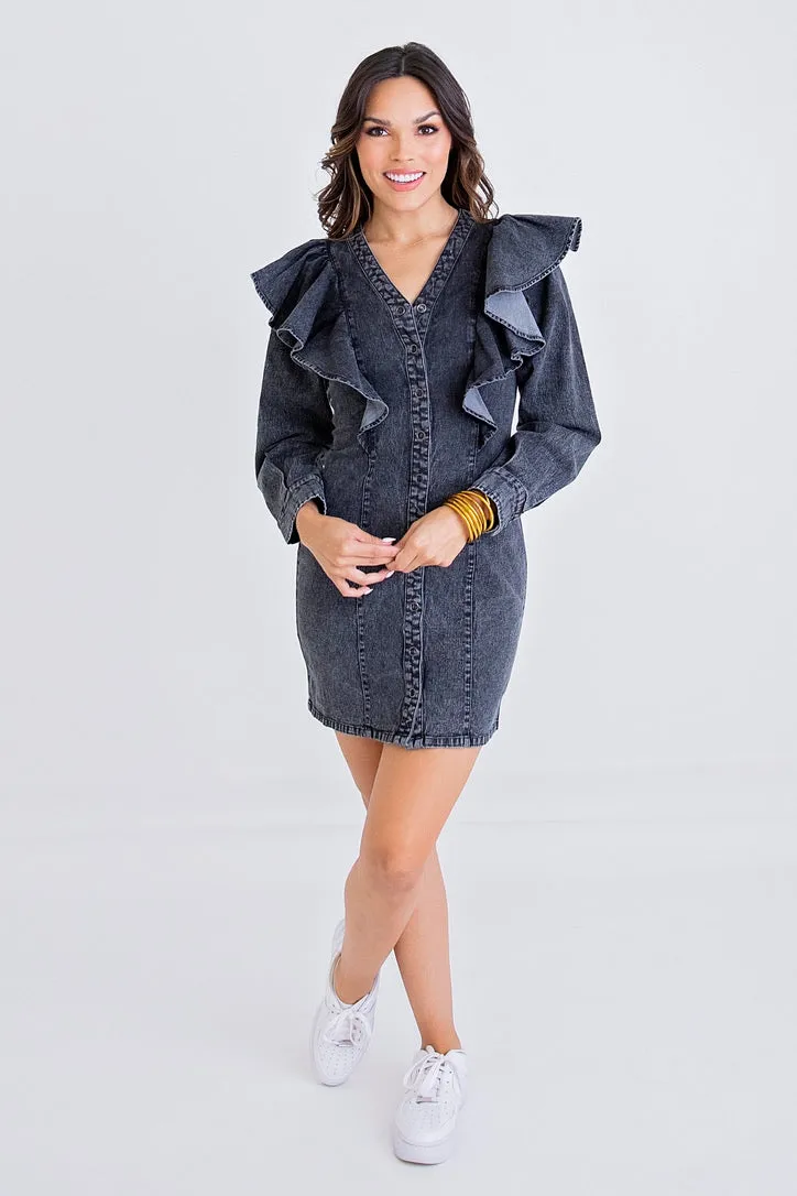 Denim Ruffle Dress