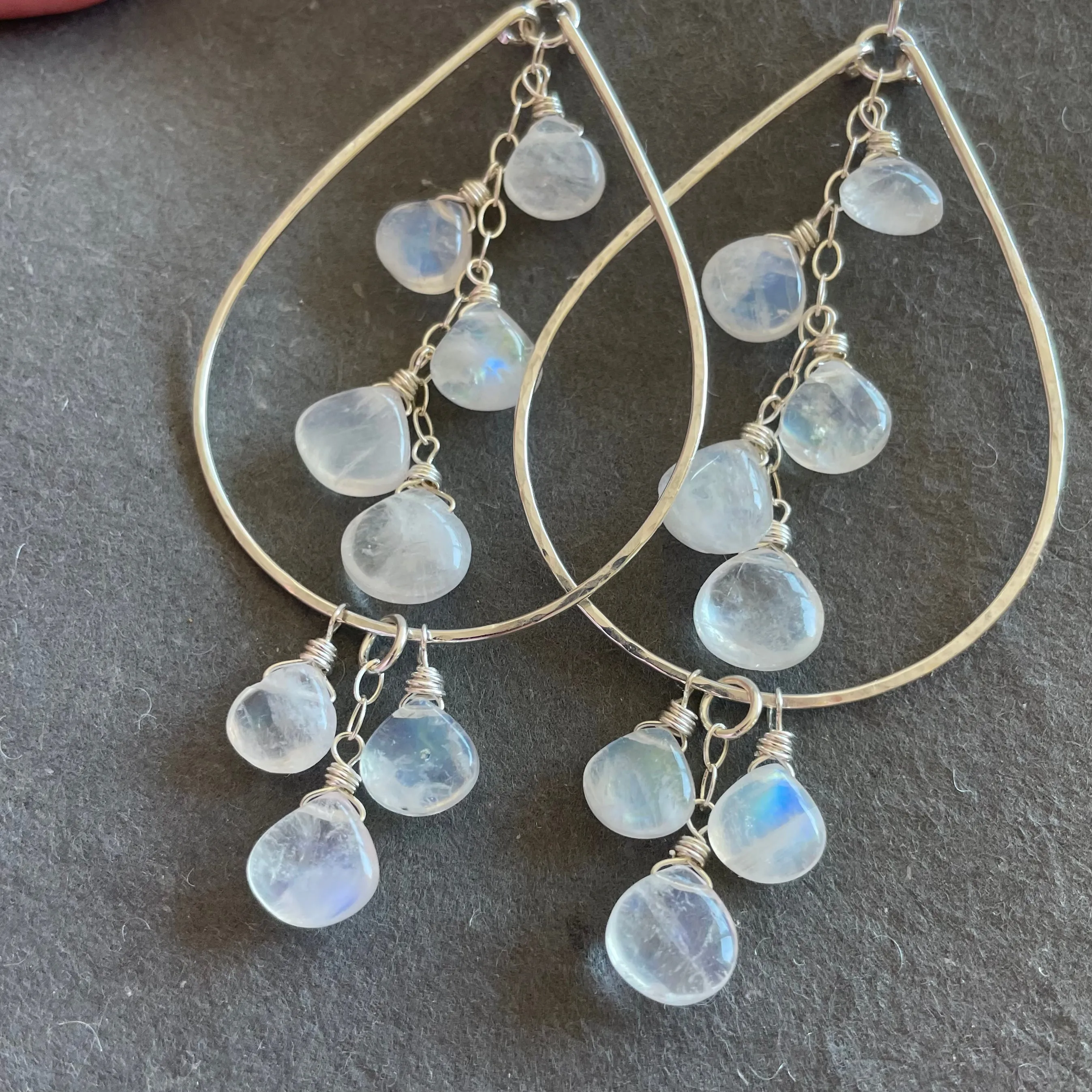 Double Decker Moonstone Teardrop hoops