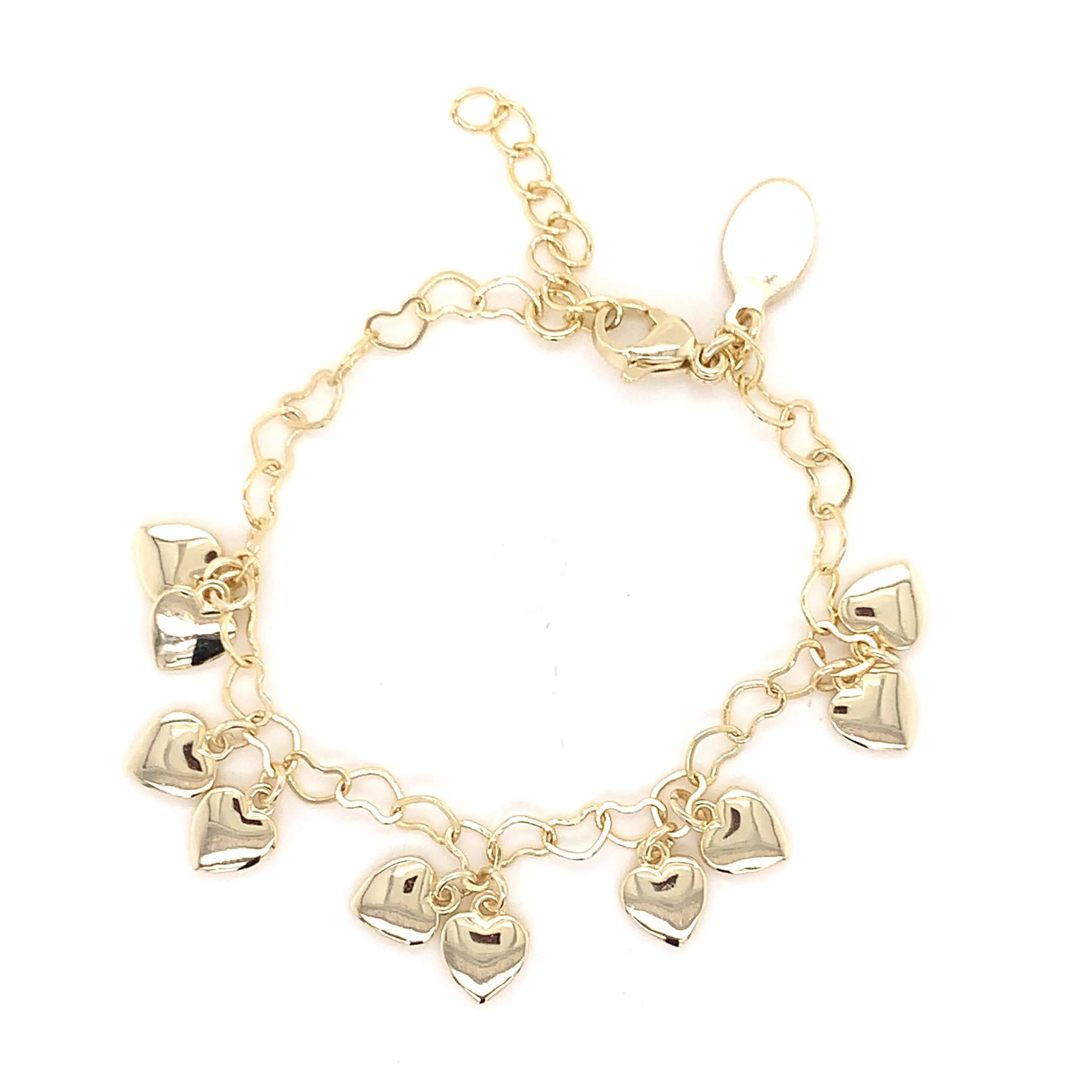 Double Puffy Heart Charm Bracelet