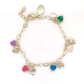 Double Puffy Heart Charm Bracelet