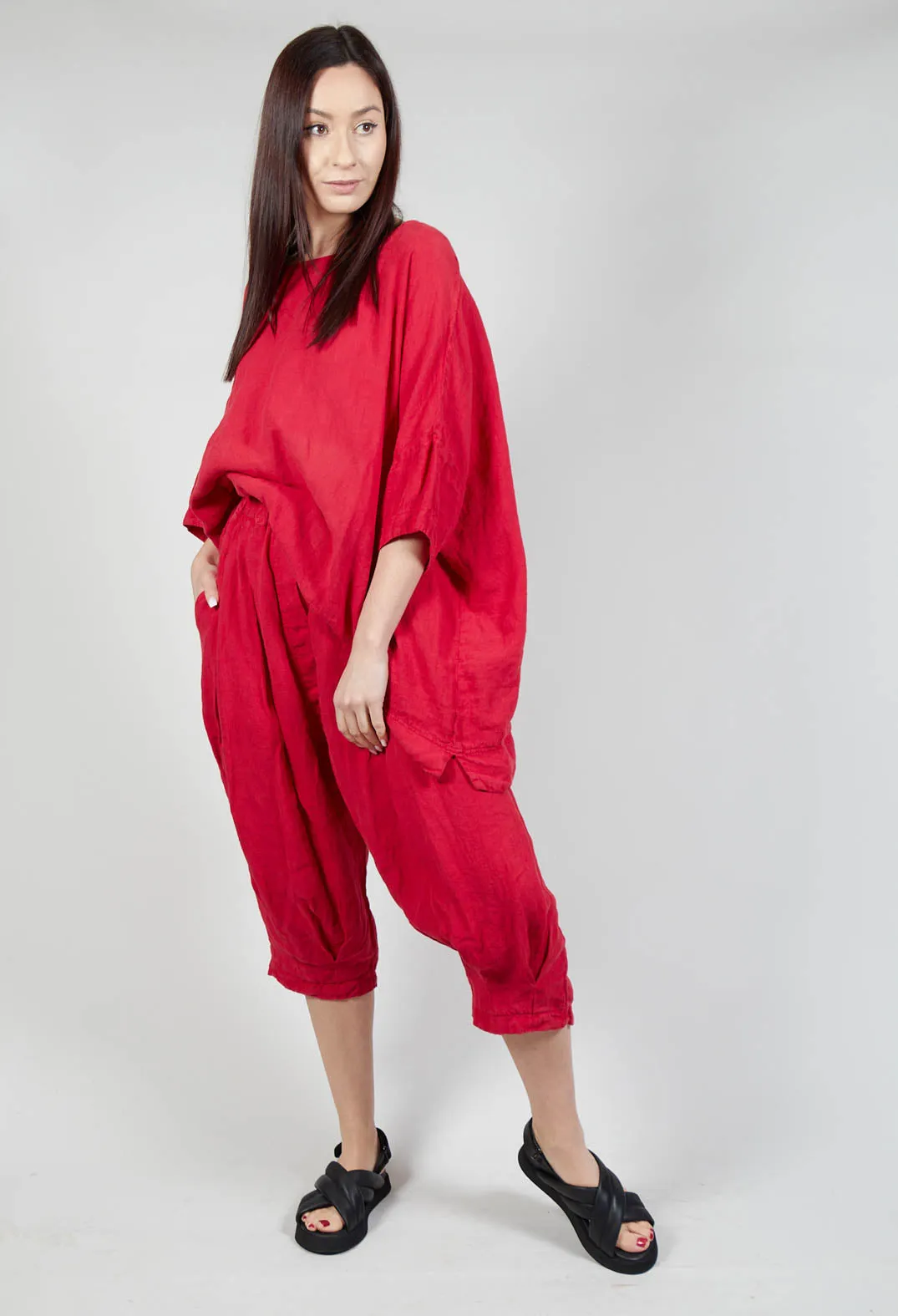 Drop Crotch Linen Trousers in Chili