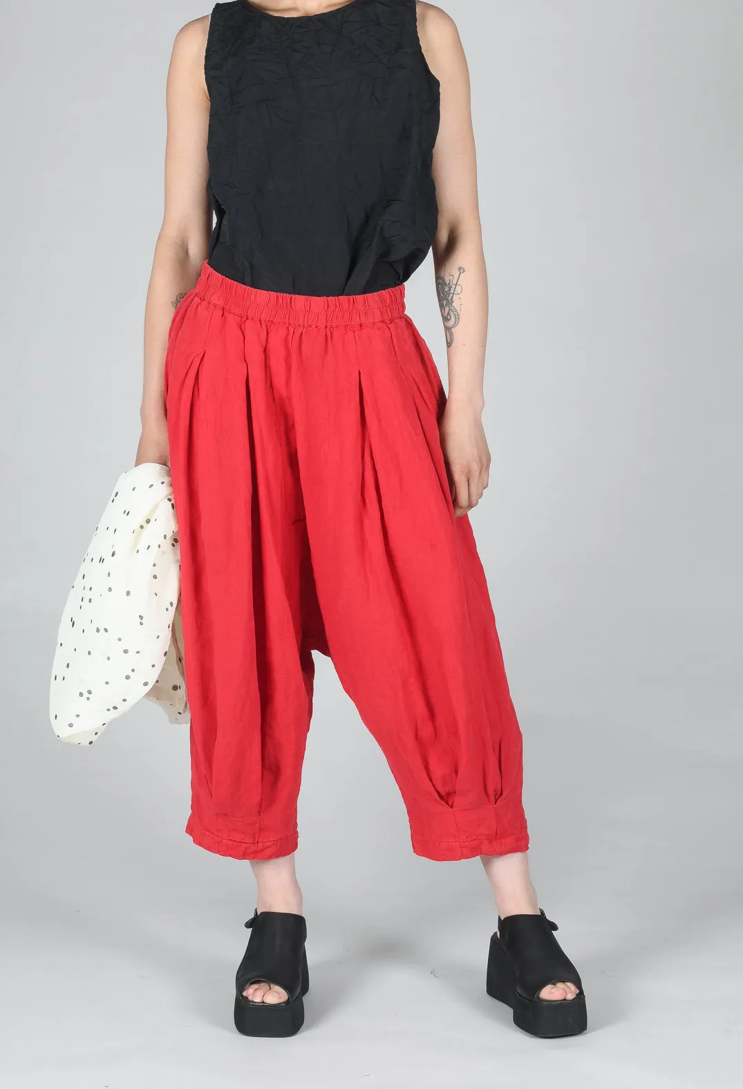 Drop Crotch Linen Trousers in Chili