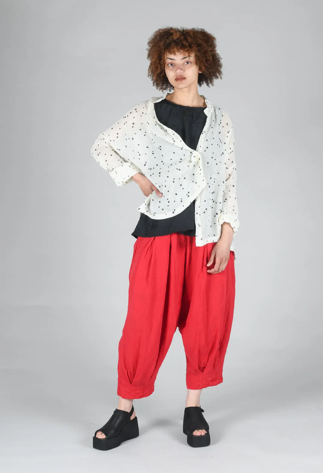 Drop Crotch Linen Trousers in Chili