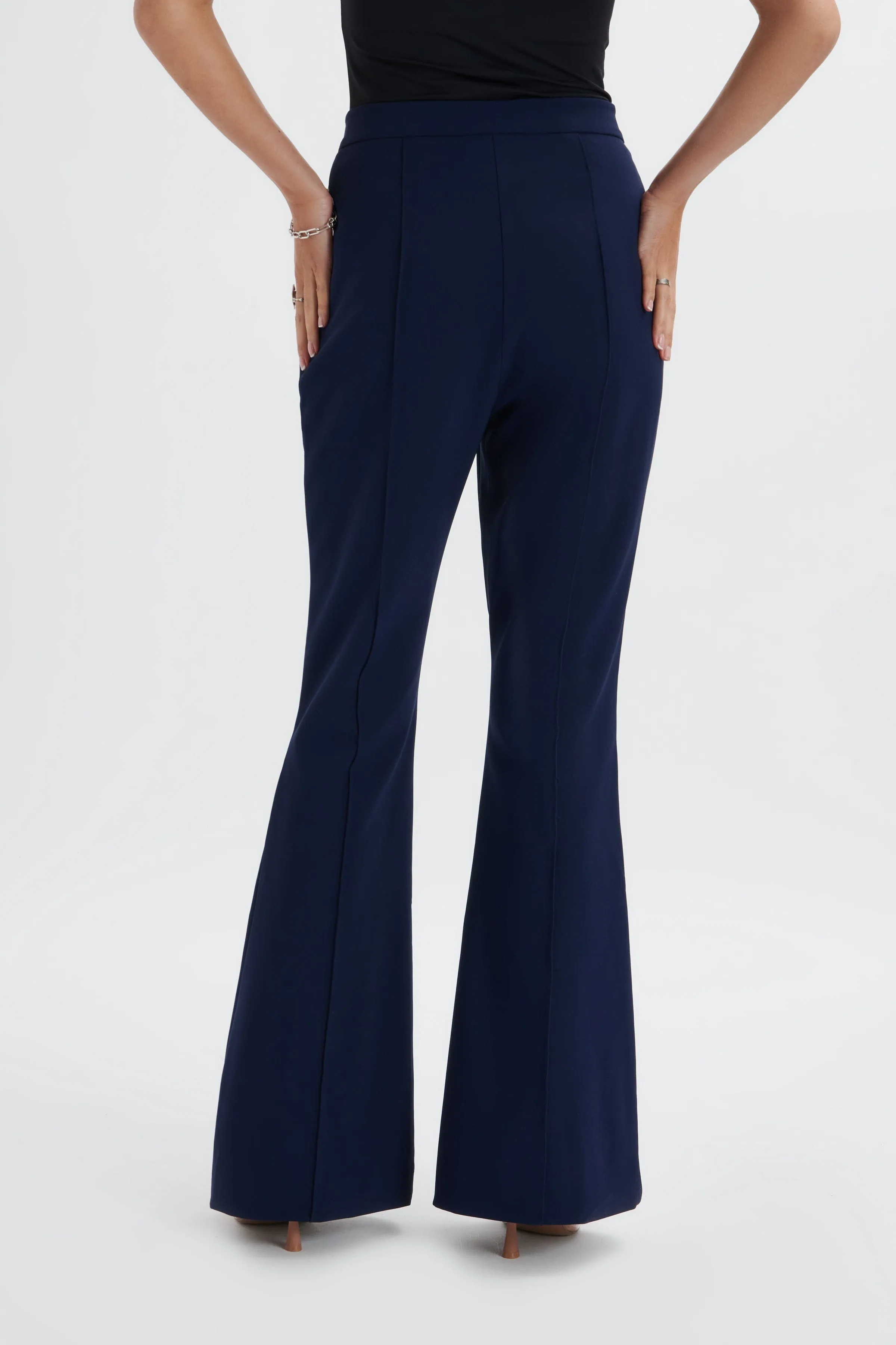 EMELIE Fit & Flare Trousers In Navy