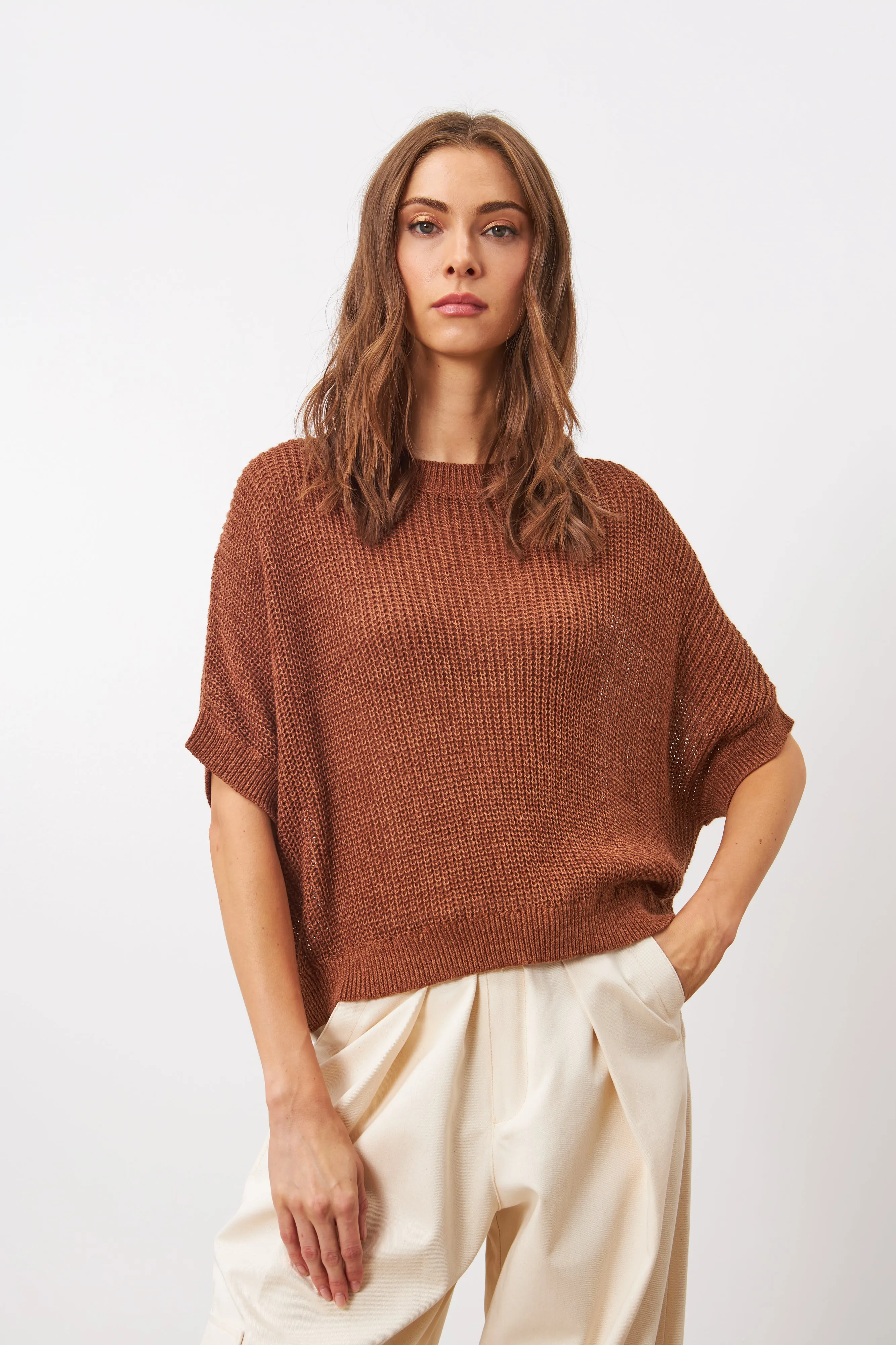 EMERSYN SHORT SLEEVE KNIT PULLOVER