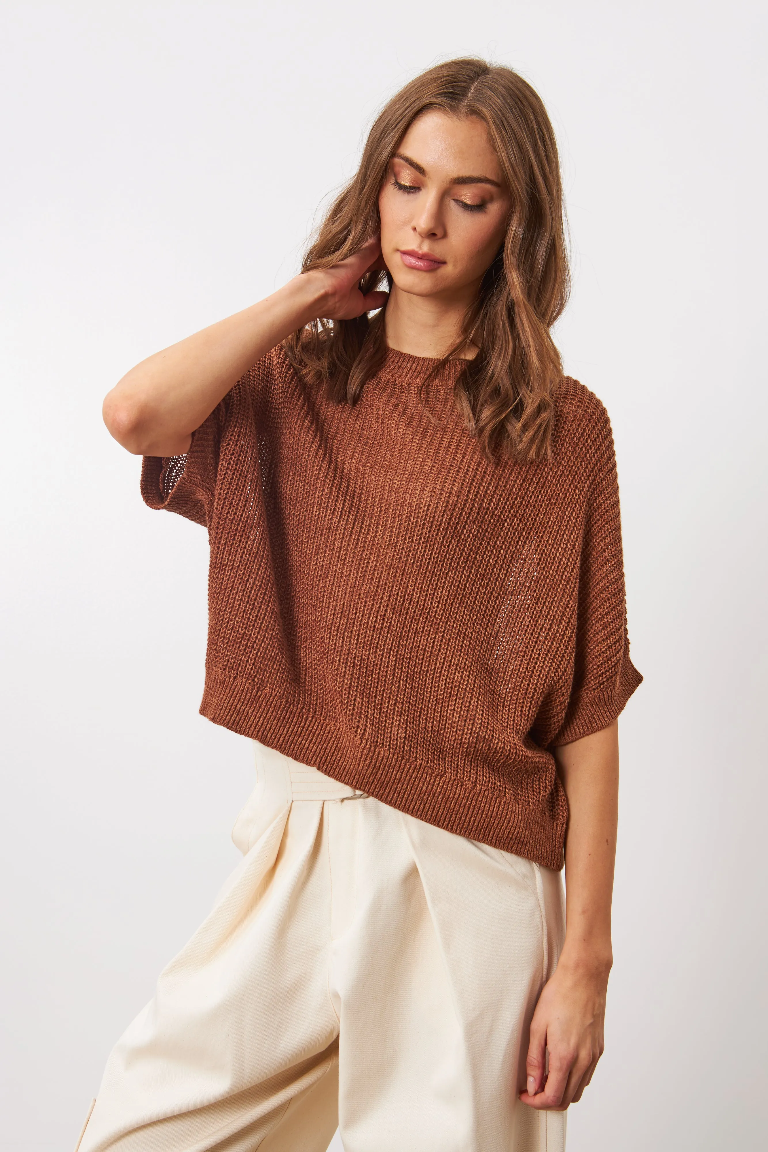 EMERSYN SHORT SLEEVE KNIT PULLOVER