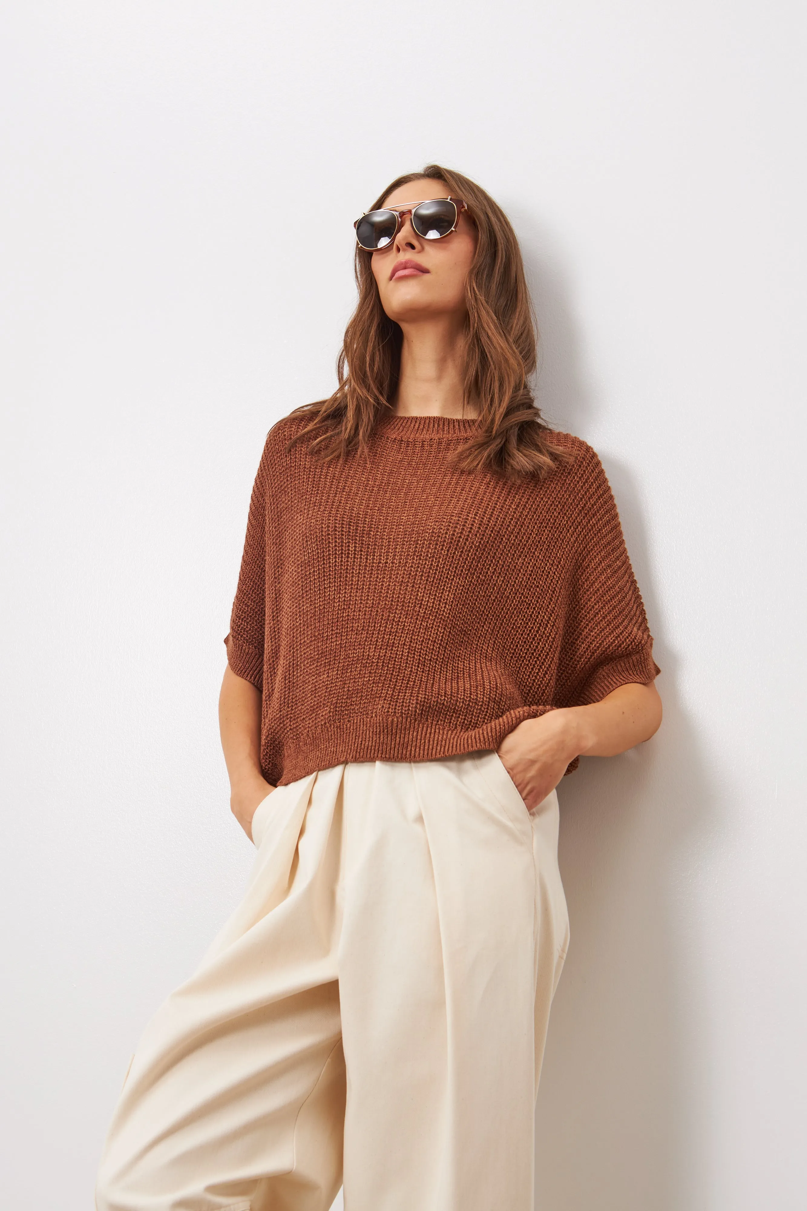 EMERSYN SHORT SLEEVE KNIT PULLOVER