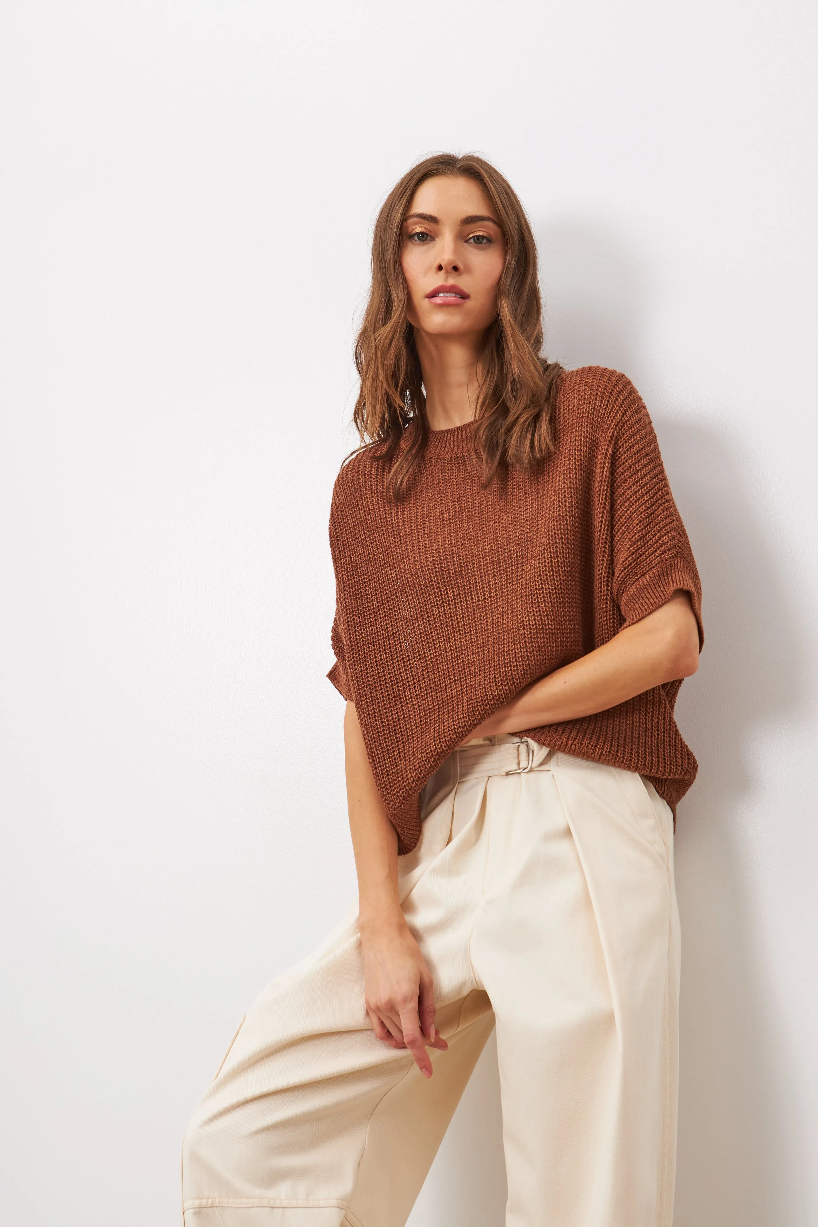 EMERSYN SHORT SLEEVE KNIT PULLOVER