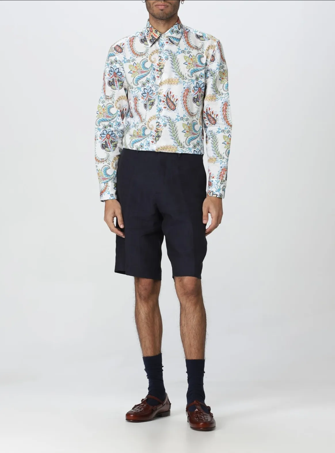 ETRO  |Paisley Long Sleeves Cotton Luxury Shirts