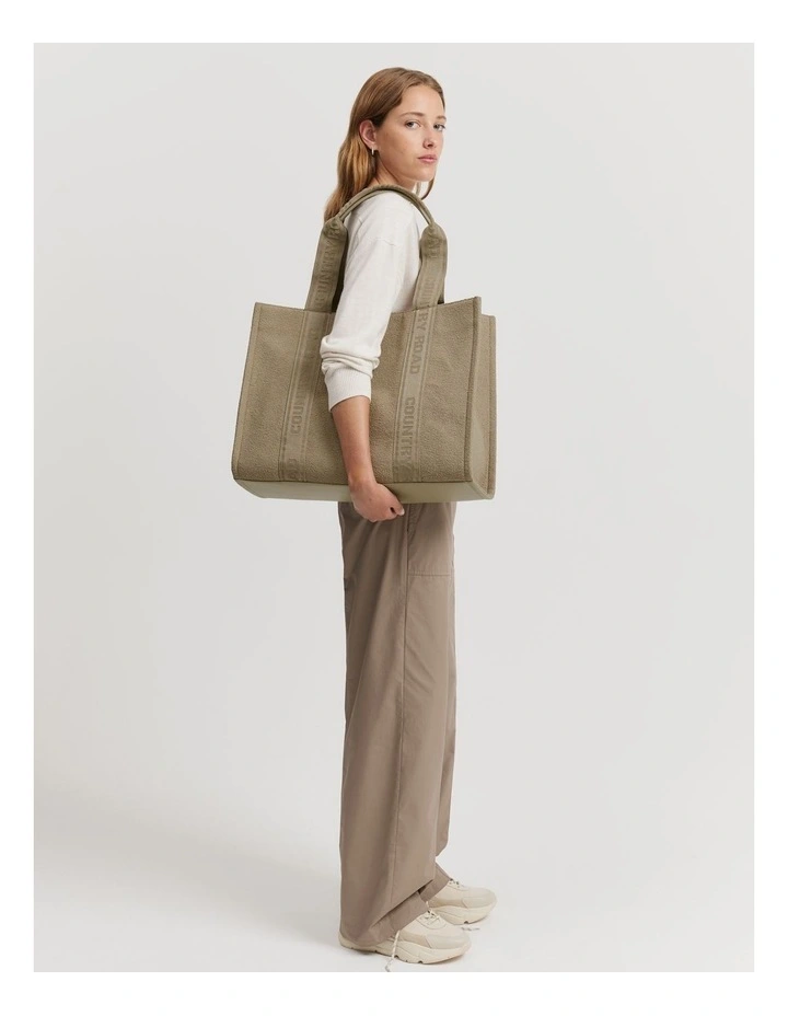 Fabric Branded Tote Bag in Fawn