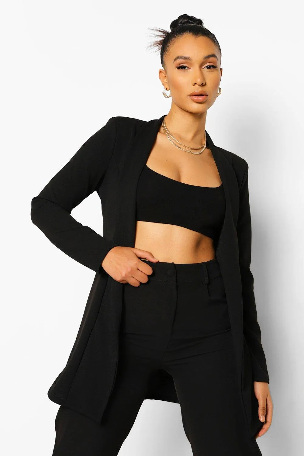 Fitted Collarless Blazer