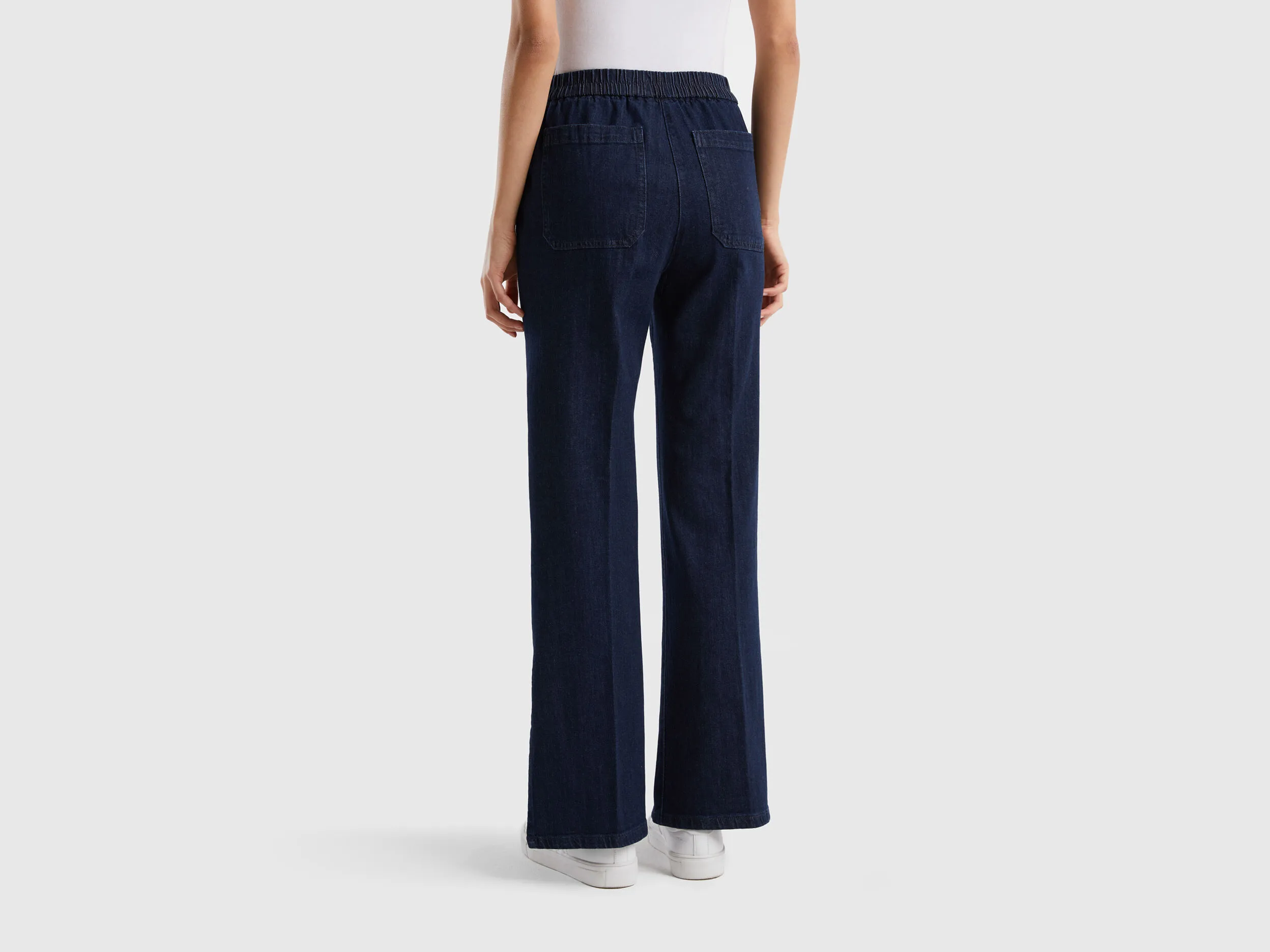 Flared jeans with slits - Dark Blue | Benetton