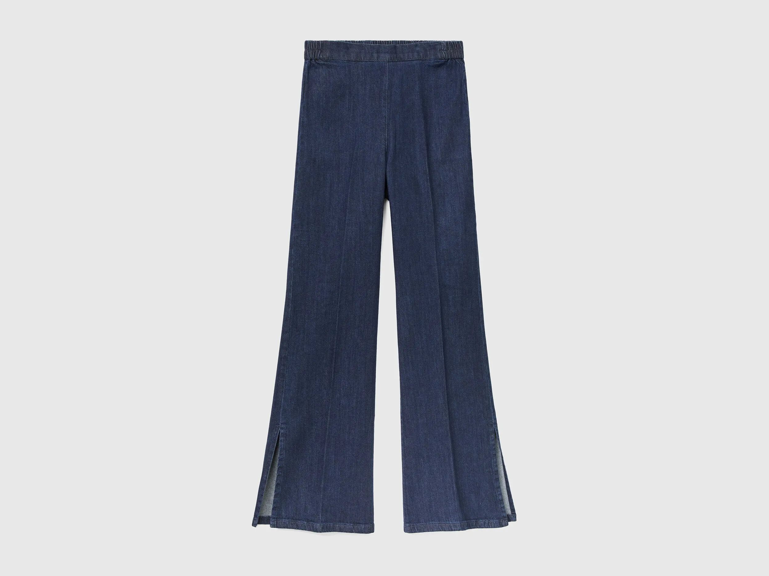 Flared jeans with slits - Dark Blue | Benetton