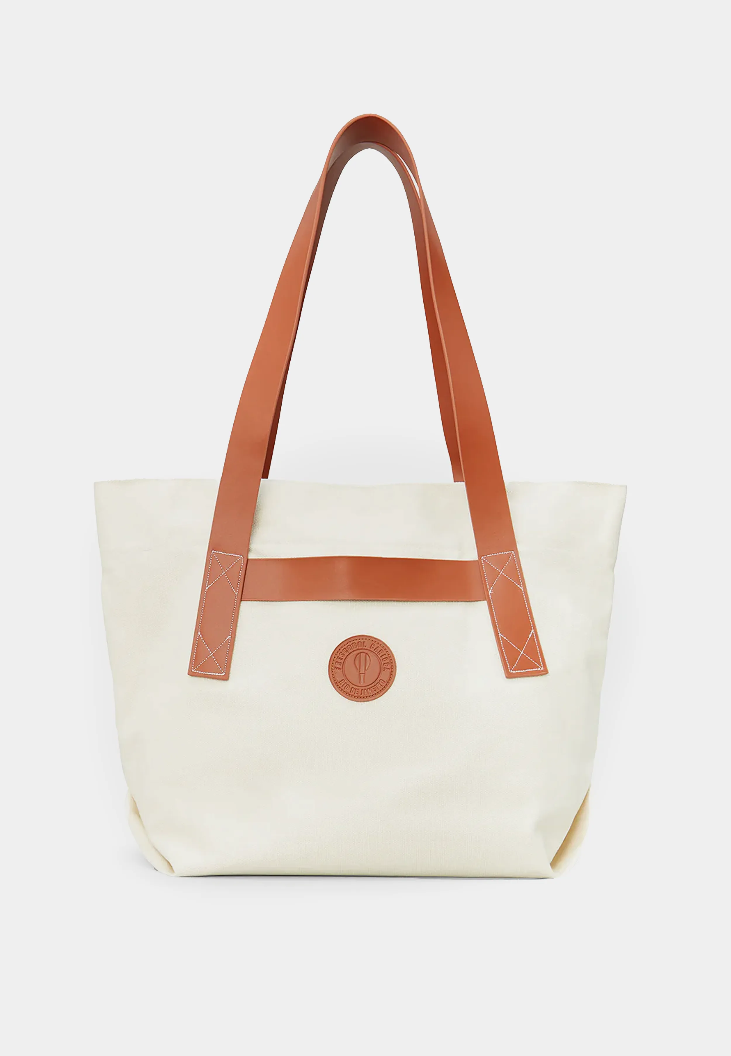 Frescobol Costa Canvas & Leather Beach Tote Bag Sand