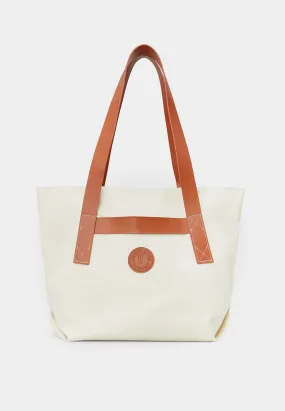 Frescobol Costa Canvas & Leather Beach Tote Bag Sand