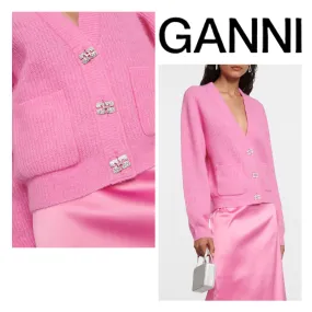 Ganni  |Casual Style Wool Blended Fabrics Long Sleeves Plain