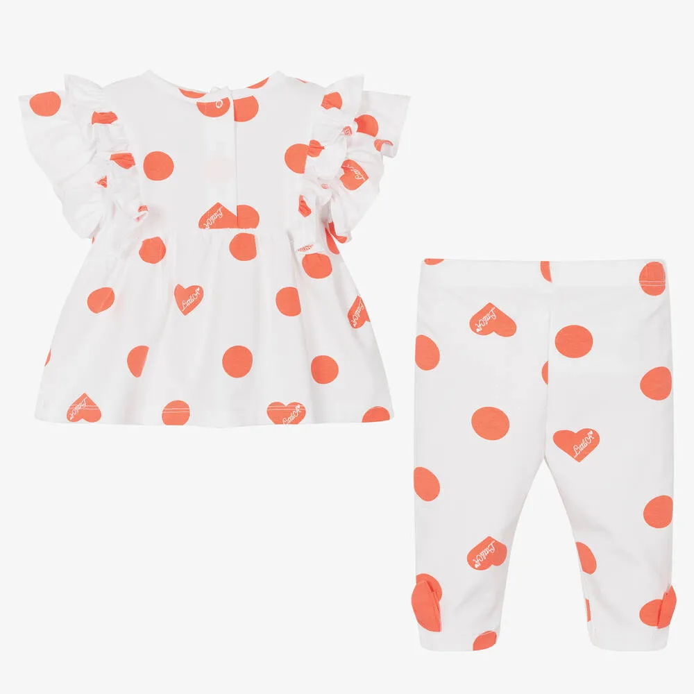 Girls White & Pink Leggings Set