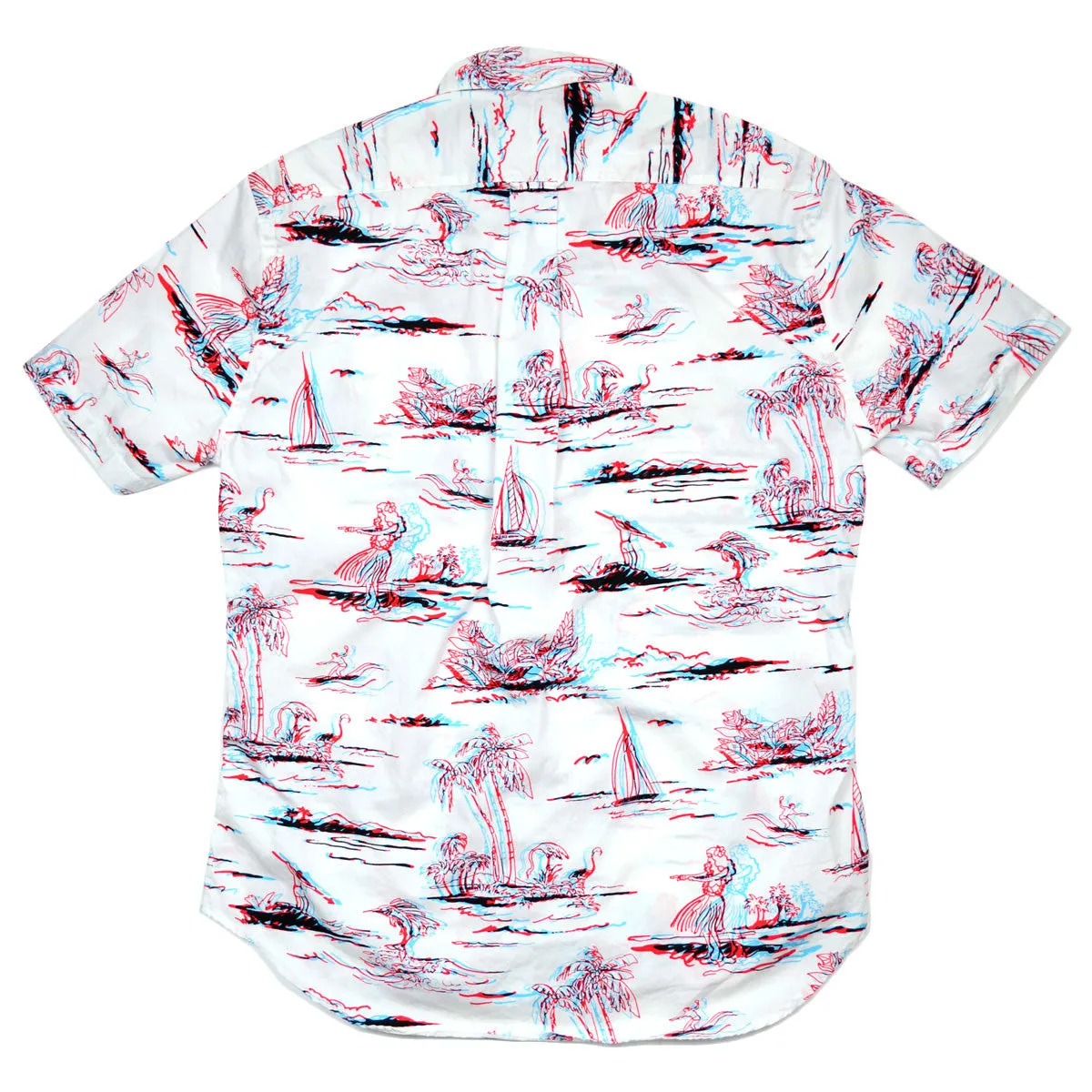 Gitman Vintage - 3D Print Short-Sleeve Shirt - White / Red / Blue