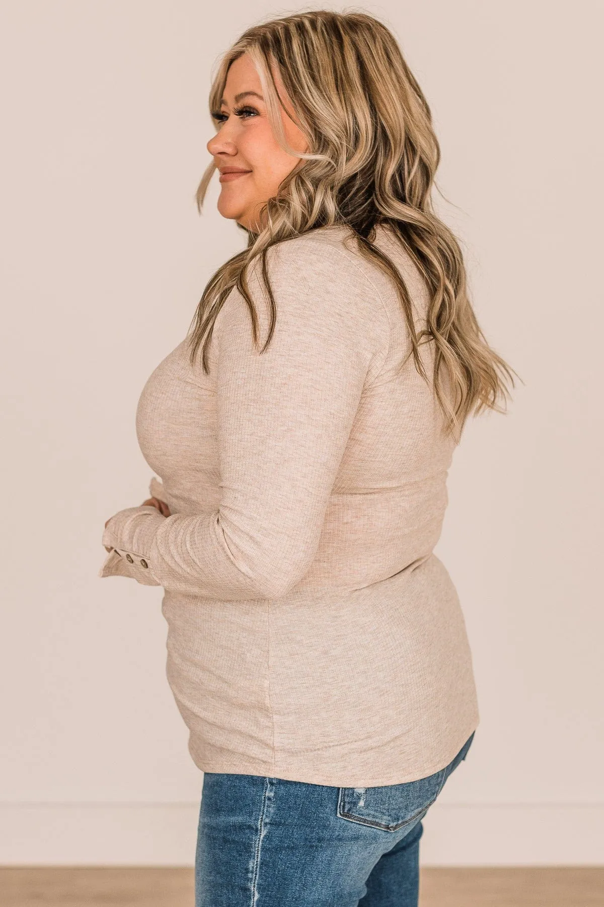 Give Your Best Long Sleeve Henley Top- Oatmeal