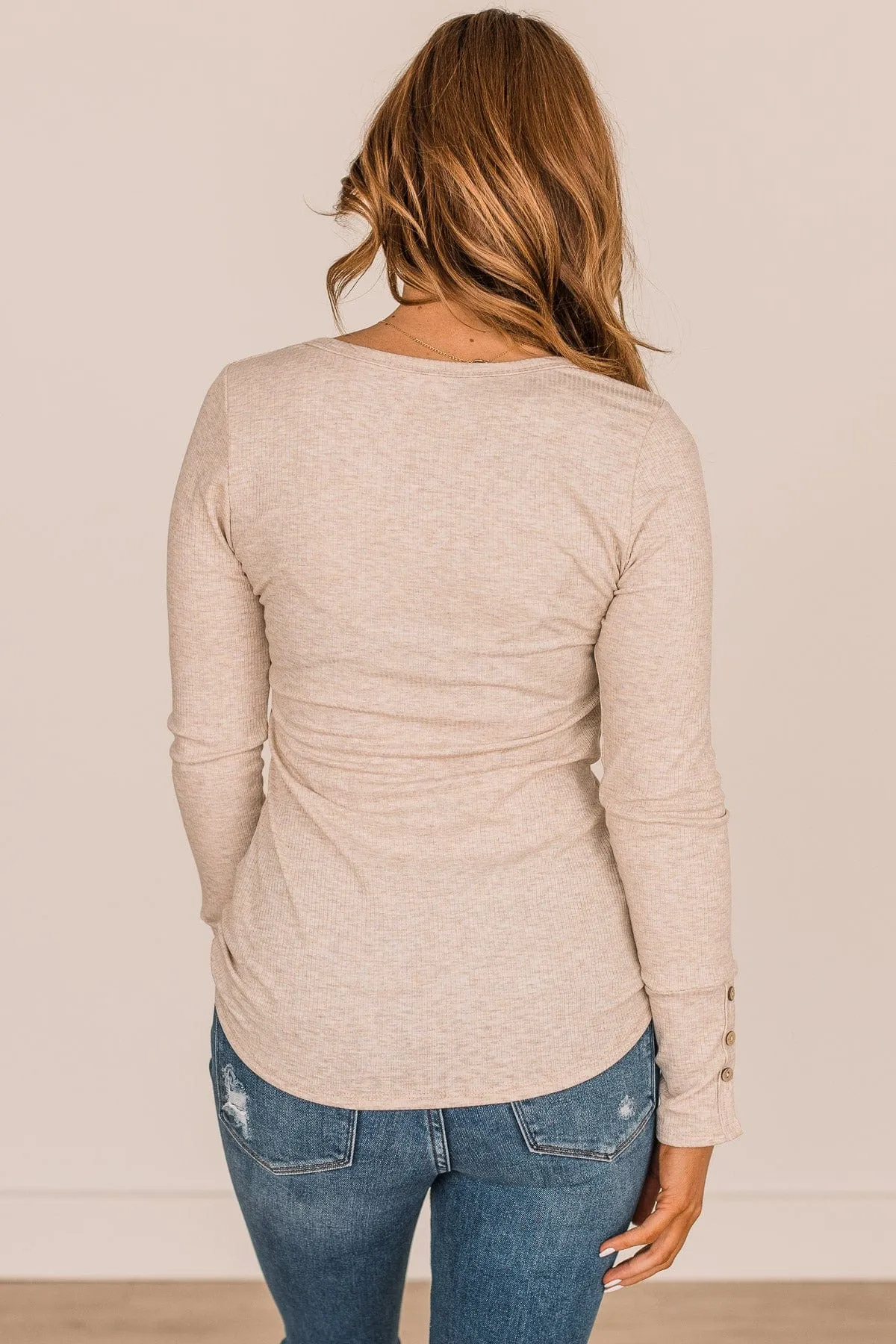 Give Your Best Long Sleeve Henley Top- Oatmeal