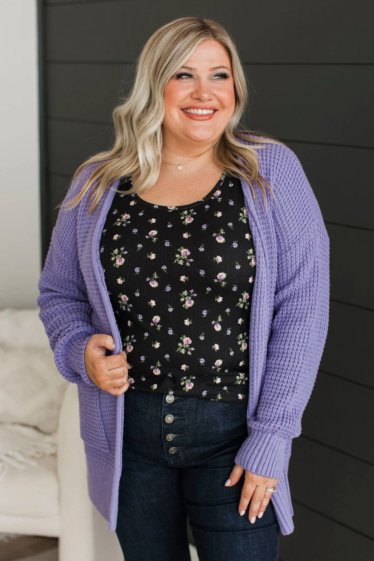 Gives Me Feelings Knit Cardigan- Lavender